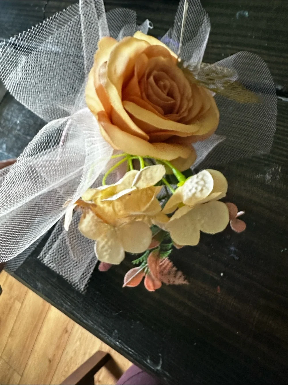Pink Floral Tulle Headband with Decorative Blooms